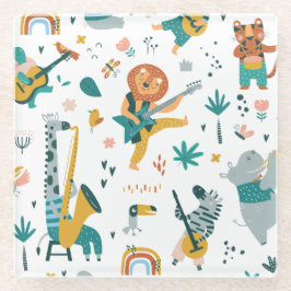 漫画の動物バンド ガラスコースター