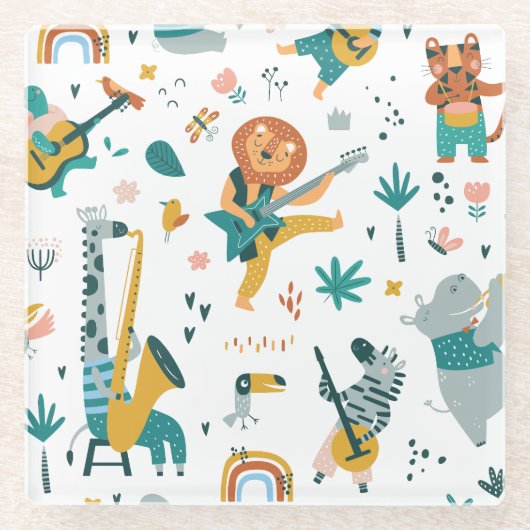 漫画の動物バンド ガラスコースター (正面)