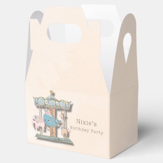 漫画の動物回転木馬誕生日パーティー フェイバーボックス (オープン)
