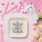 漫画の動物回転木馬誕生日パーティー ペーパープレート (パーティー)