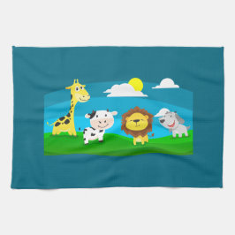 漫画の動物 キッチンタオル