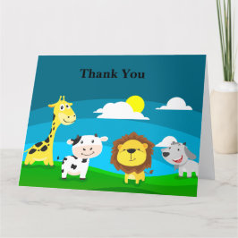 漫画の動物 サンキューカード