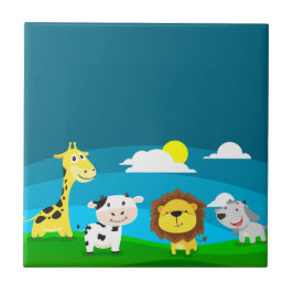 漫画の動物 タイル