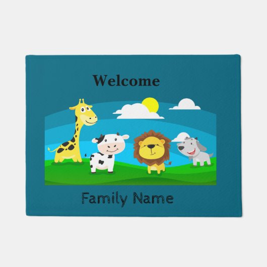 漫画の動物 ドアマット (正面)