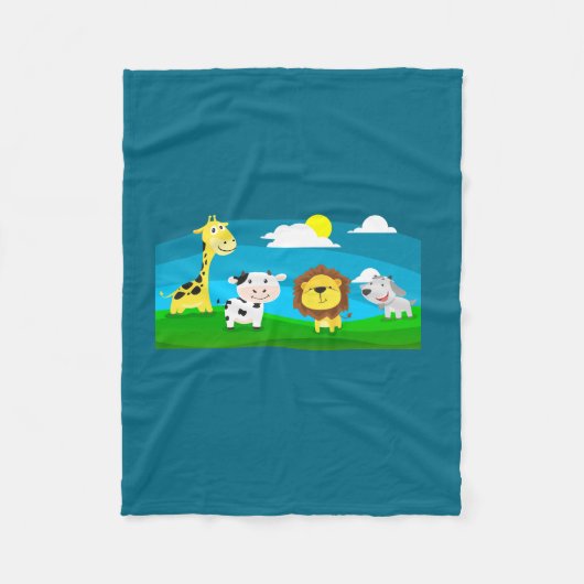 漫画の動物 フリースブランケット (正面)