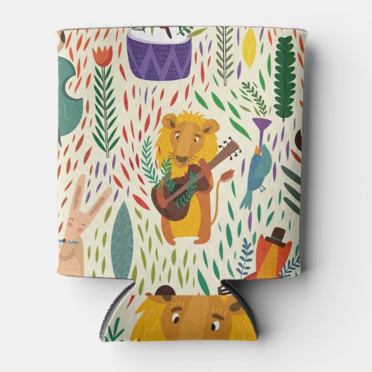 漫画の動物、ミュージカル楽器壁紙。 缶クーラー (正面)