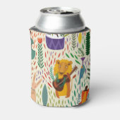 漫画の動物、ミュージカル楽器壁紙。 缶クーラー (缶裏面)