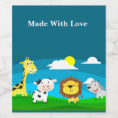 漫画の動物 ワインラベル (シングルラベル)