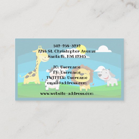 漫画の動物 名刺 (裏面)