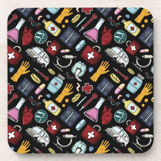 漫画の医師のナース科学パターン コースター (正面)