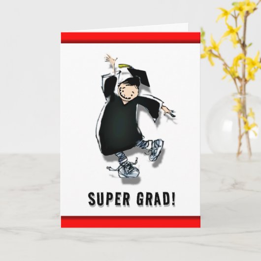 漫画の卒業おめでとう カード (黄色い花)