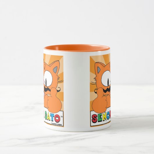 漫画の口ひげキャットセンターGato親指を上げる マグカップ (中央)