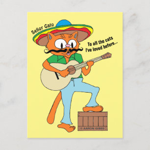 漫画の口ひげユーモアのある猫Cinco De Mayo ポストカード