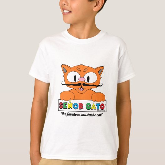 漫画の口ひげ猫 かわいいユーモア Tシャツ (正面)