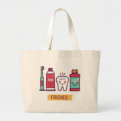 漫画の口頭心配の友人 ラージトートバッグ (正面)