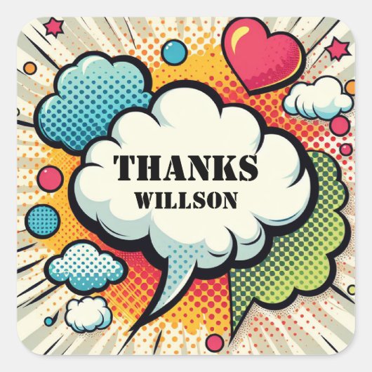 漫画の吹き出しパターン スクエアシール (正面)