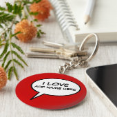 漫画の吹き出し「大好き」 キーホルダー (側面)