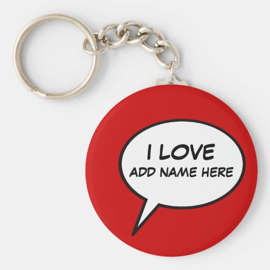 漫画の吹き出し「大好き」 キーホルダー (正面)