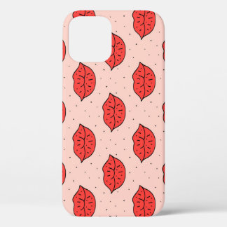 漫画の唇：フェミニズムのドゥードルパターン。 iPhone 12ケース