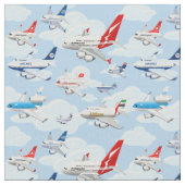 漫画の商業航空機のシームレスなパターン ファブリック (クローズアップ)