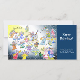 漫画の天使たちがホリデーシーズンを祝うグリーティングカード シーズンカード