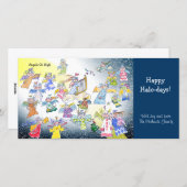 漫画の天使たちがホリデーシーズンを祝う写真カード シーズンカード (正面/裏面)