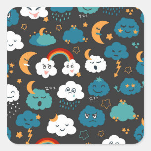 漫画の天気予報シームレスパターン スクエアシール