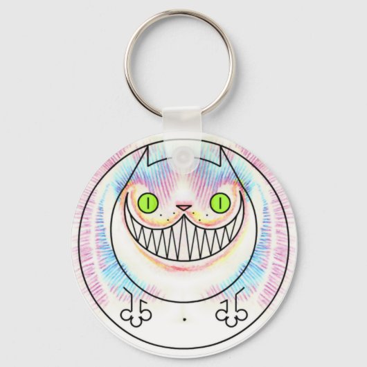漫画の太い猫のボタンキーチェーン キーホルダー (正面)