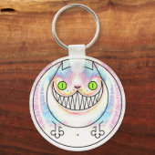 漫画の太い猫のボタンキーチェーン キーホルダー (正面)