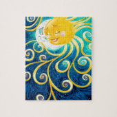 漫画の太陽と月の愛の平和 ジグソーパズル (縦)