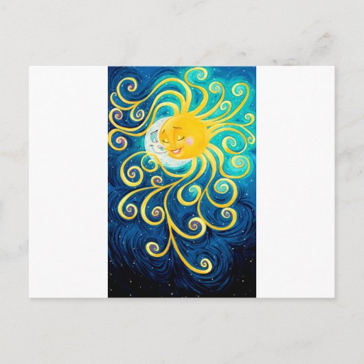 漫画の太陽と月の愛の平和 ポストカード (正面)