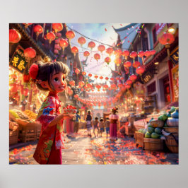 漫画の女の子でイチゴのボウル ポスター