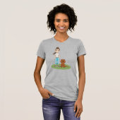 漫画の女の子とルビーのキャバリア・スパニエル犬 Tシャツ (正面フル)