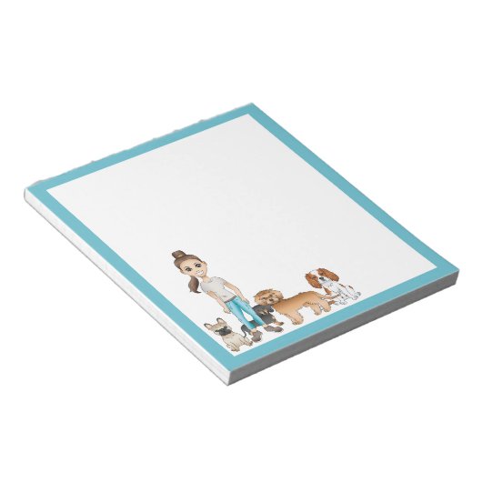 漫画の女の子と一緒にかわいい漫画の犬 ノートパッド (アングル)