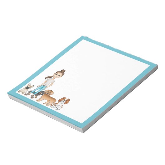 漫画の女の子と一緒にかわいい漫画の犬 ノートパッド (回転)