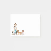 漫画の女の子と一緒にかわいい漫画の犬 ポストイット (正面)