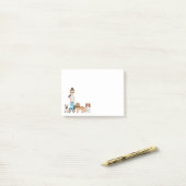 漫画の女の子と一緒にかわいい漫画の犬 ポストイット (デスク上)