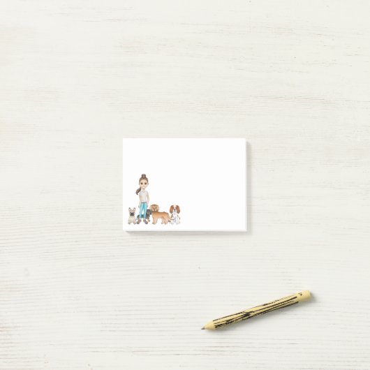 漫画の女の子と一緒にかわいい漫画の犬 ポストイット (デスク上)