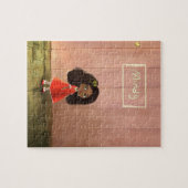 漫画の女の子のアフリカ織り目加工の毛 ジグソーパズル (横)