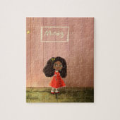 漫画の女の子のアフリカ織り目加工の毛 ジグソーパズル (縦)