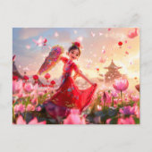 漫画の女の子の叔母とファ伝統的ン シーズンポストカード (正面)
