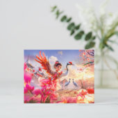 漫画の女の子の踊りで優雅なシーンにクレーン シーズンポストカード (スタンド正面)