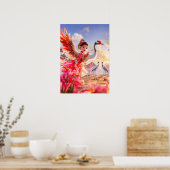 漫画の女の子の踊りで優雅なシーンにクレーン ポスター (キッチン)