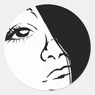 漫画の女の子美しいシール ラウンドシール