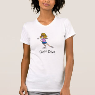 漫画の女性のゴルファーが付いているゴルフ花型女性歌手のTシャツ Tシャツ
