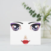 漫画の女性の顔 ポストカード (スタンド正面)