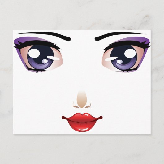 漫画の女性の顔 ポストカード (正面)