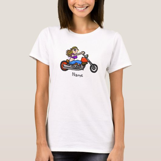 漫画の女性バイクのシックTシャツ Tシャツ (正面)