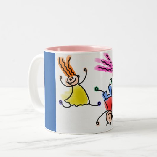 漫画の子ども向けデザイン。 ツートーンマグカップ (正面左)