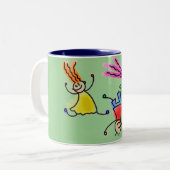 漫画の子供のデザインと2トンのマグカップ。 ツートーンマグカップ (正面左)